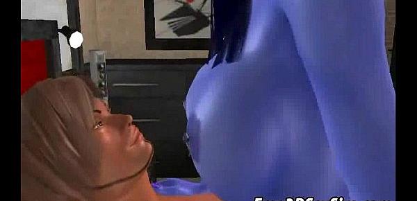  Big breasted 3D avatar alien getting fucked hard